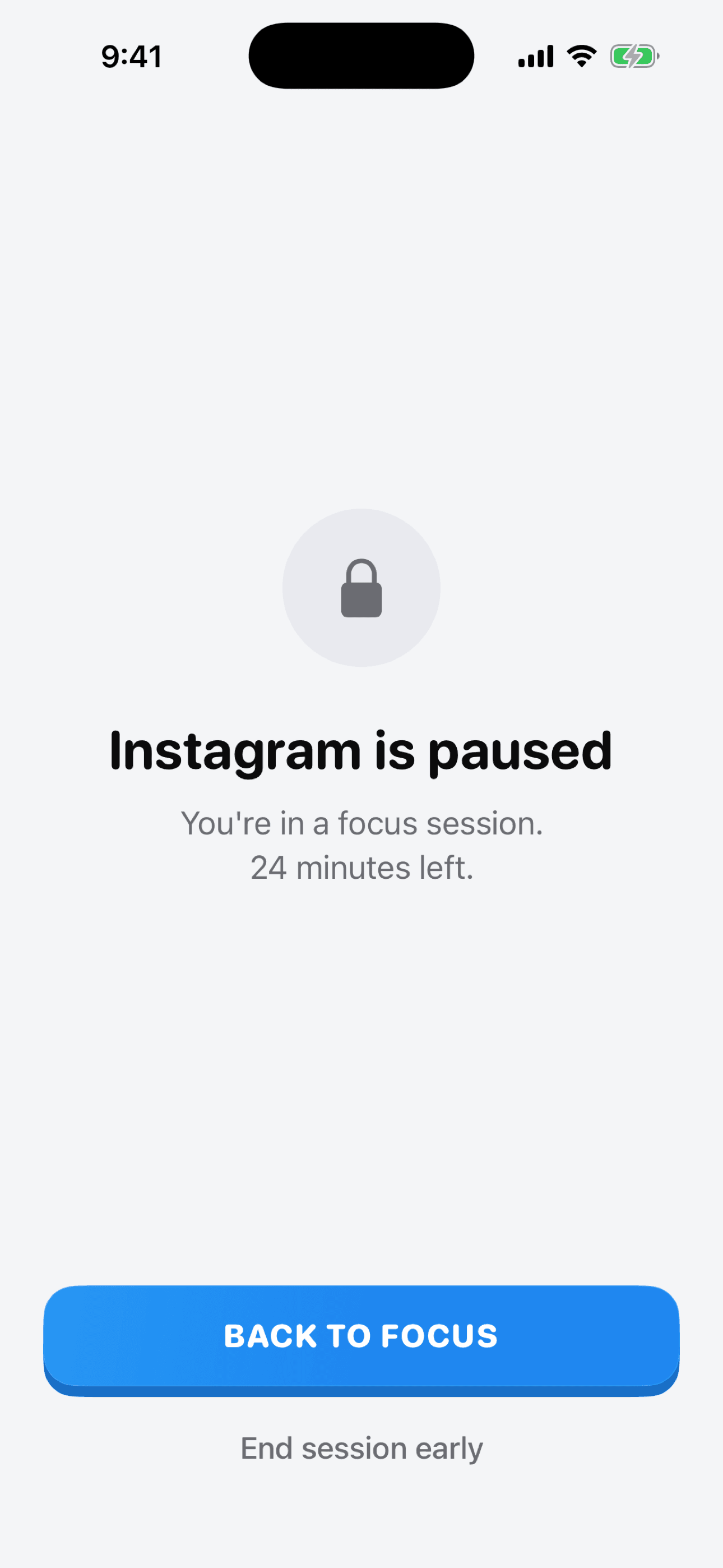 Podoro app-block shield shown when a blocked app is opened