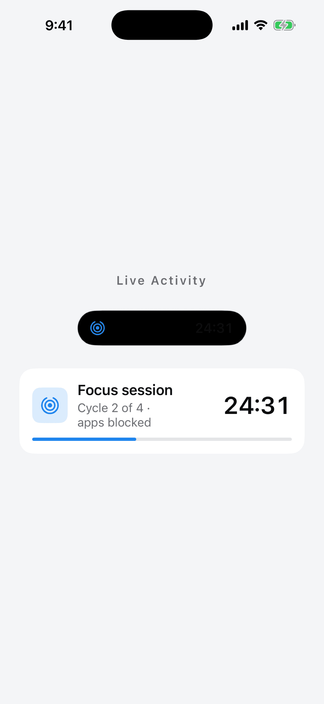 Podoro Live Activity on the Lock Screen